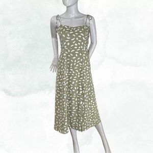 Lulu's Olive Green and White Midi Dress